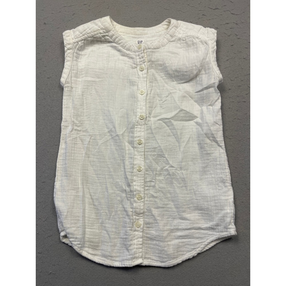 GAP Kids Sleeveless Top Double Gauze Cotton White Small Girls